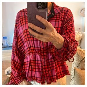 💕We the free button down flannel shirt-size S💕